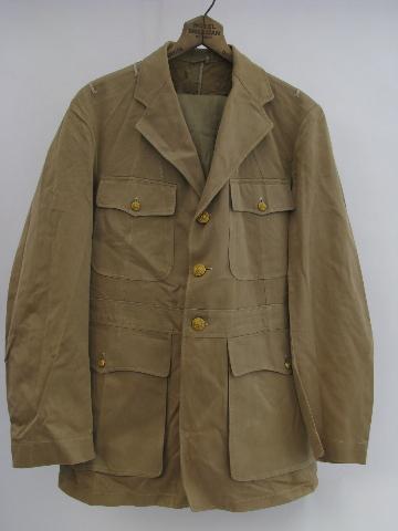 old WWII vintage khaki tan US Navy officer's uniform tunic/jacket w/trousers