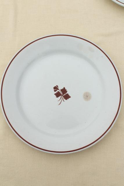 old antique Tea Leaf ironstone china plates, rustic farmhouse 1800s vintage dinnerware