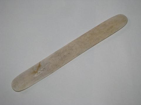 old antique carved bone lacemaking or millinery ribbon trimming tool, vintage sewing