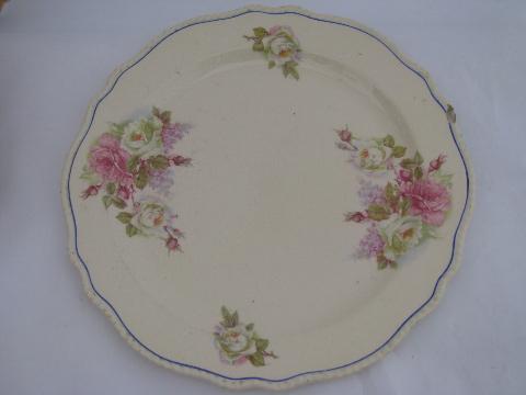 old antique china plates & bowls w/ flowers, roses, luster, early 1900s vintage