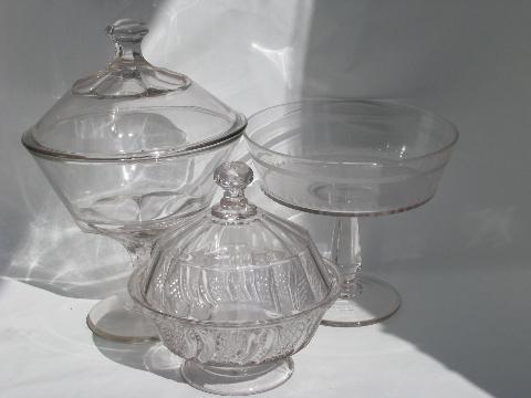 old antique early century pattern glass comport pedestal bowls