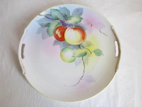 old antique hand-painted nippon china, vintage cake or dessert set for six, apple plates