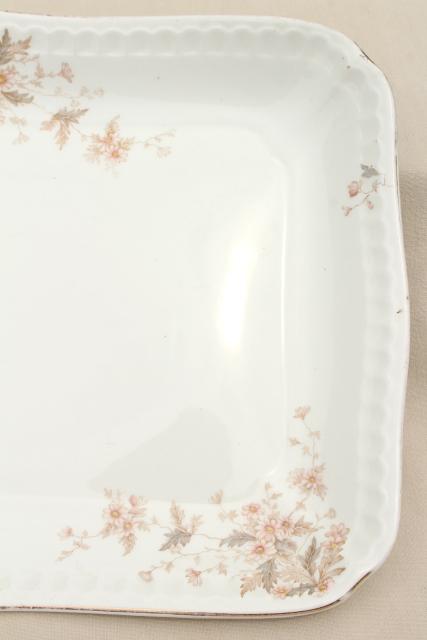 old antique ironstone china platter, big heavy rectangular china serving tray
