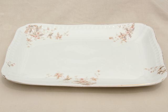 old antique ironstone china platter, big heavy rectangular china serving tray