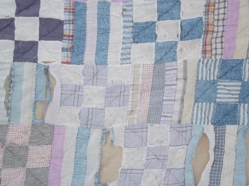 old antique patchwork quilts, shabby cutter quilt lot for crafts / fabric