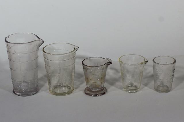old antique vintage marked measures glass medicine dose glasses collection