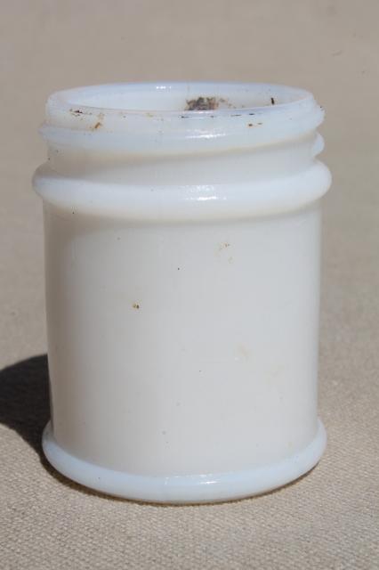 old antique vintage milk glass jars & ointment pots, as found dug bottles lot