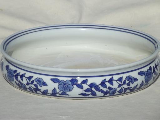 old blue & white Chinese porcelain tray or bowl for forcing flower bulbs