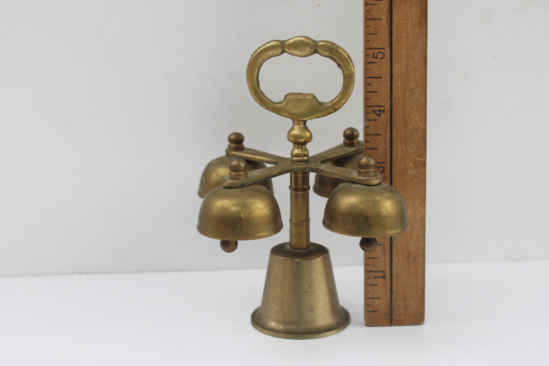 old brass Sacristy bell, Catholic Mass altar Sanctus bell five bells chime
