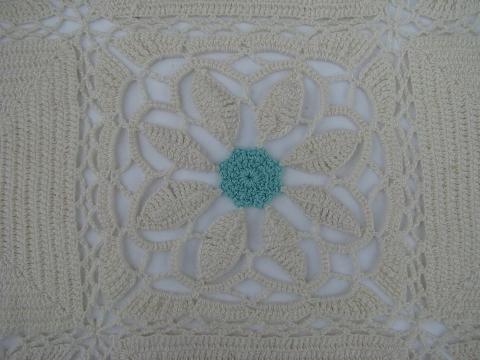 old cotton crochet flower pattern lace, huge handmade vintage bedspread