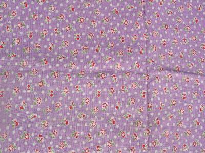 old cotton print feed sack fabric, flowers & dots on aqua