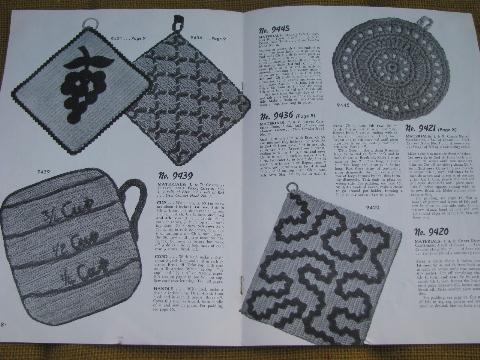 old crochet potholders pattern booklets lot,40s vintage pot holders