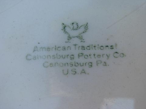 old embossed creamware china serving pieces, vintage American Traditional Canonsburg