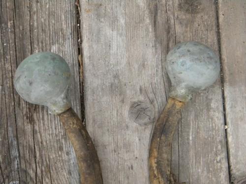 Old Farm Primitive Iron Buggy Horse Harness Hames W brass Knobs Finials