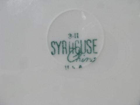 old fernware ironstone plates, vintage green fern edge Syracuse china