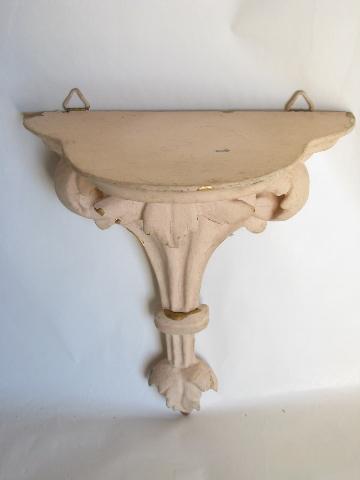 old florentine gold wall bracket shelves, shabby cottage chic chippy pink paint