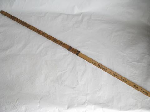 old folding wood measure, yardstick ruler w/ vintage advertising, Wisconsin farm primitive tool