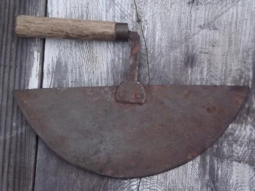 old hand-forged food chopper, 19th century rocking blade knife w/ original handle