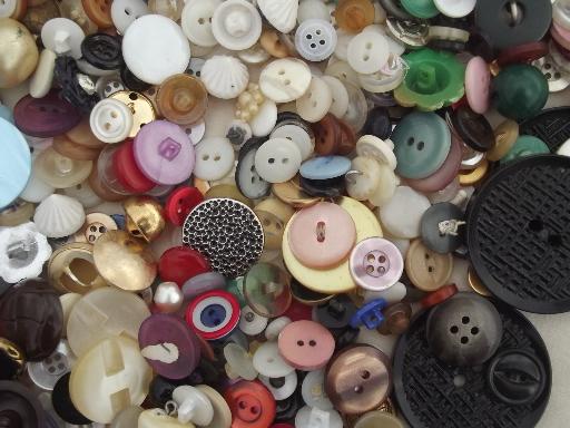 old jar full of buttons, vintage sewing button lot, mother of pearl
