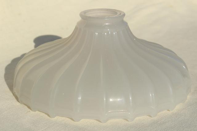 old milk glass shade for exposed bulb pendant light, vintage industrial hanging lamp