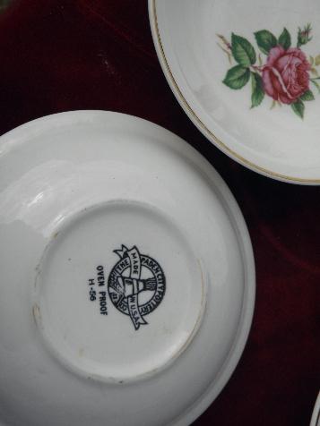 old moss rose pattern china fruit bowls, vintage USA - Paden City pottery