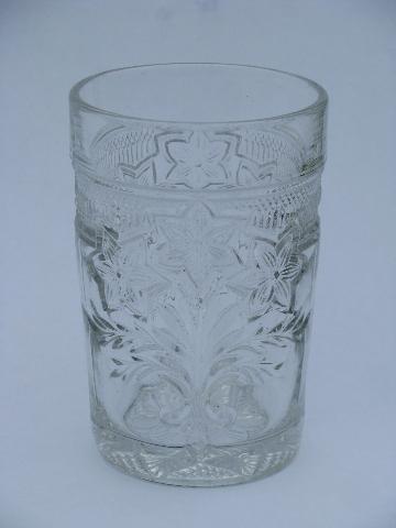 old pressed glass lemonade pitcher & glasses set, daffodil or jonquil pattern