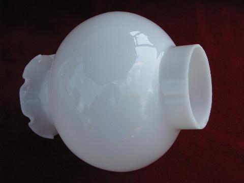 old replacement lamp light shade, transluscent white milk glass globe chimney