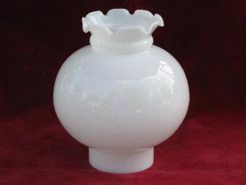 old replacement lamp light shade, transluscent white milk glass globe chimney