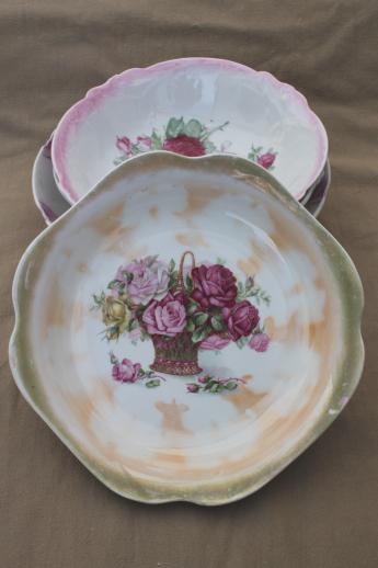 old rose pattern vintage china serving bowls, roses floral antique china