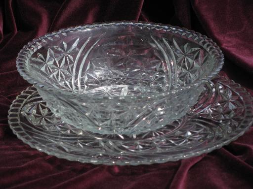 old stars and bars glass, big salad bowl and cake plate / sandwich platter