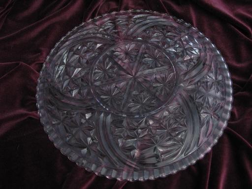 old stars and bars glass, big salad bowl and cake plate / sandwich platter