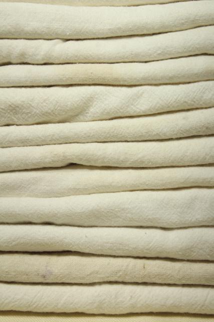 old unbleached cotton fabric feed sacks lot, assorted vintage flour sacks grain bags