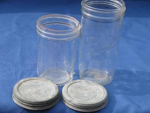 old vintage Ball wide-mouth mason jars w/lids for storage canisters