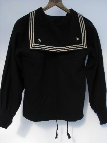 old vintage US Navy dress blues wool sailor's uniform w/ neck flap jumper