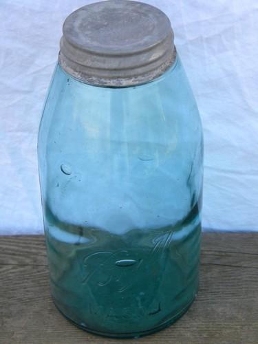 old vintage aqua blue glass fruit jars lot, antique canisters, zinc metal lids