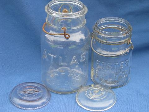 old vintage clear glass mason jars w/glass lids for storage canisters