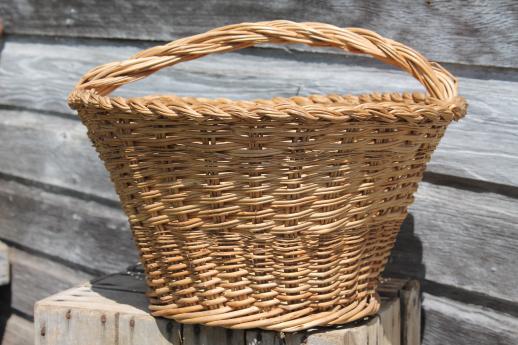 old wicker sewing basket, large mending basket to hold knitting or needlework