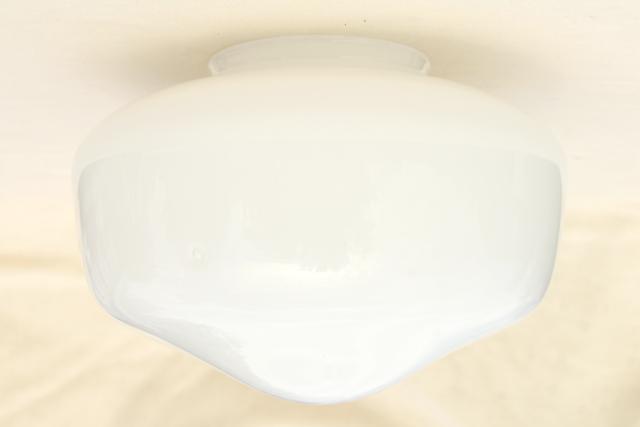 opalescent white glass schoolhouse shade, vintage replacement shade for pendant light 
