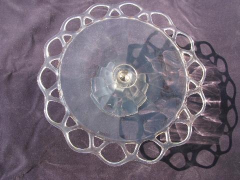 open lace edge pattern vintage Imperial Crocheted Crystal glass cake stand plate