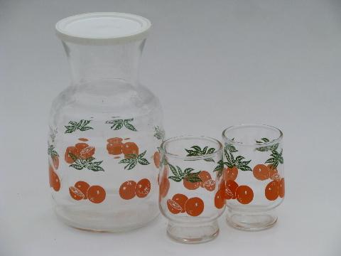 orange juice for two, vintage bottle carafe & swanky swigs glasses