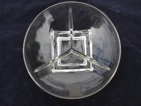 original Cambridge label, vintage art deco square pattern divided bowl
