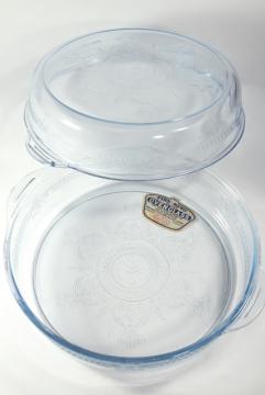 original Fire King oven glass label 1940s blue depression glass utility pan & cover
