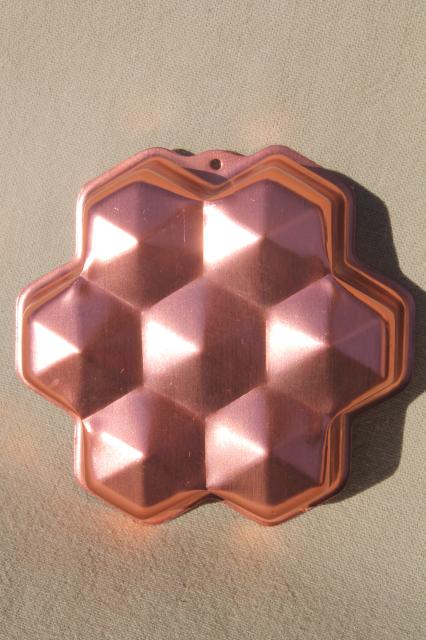 original packaging vintage pink copper aluminum cookie cutters & gem jewels shaped jello molds