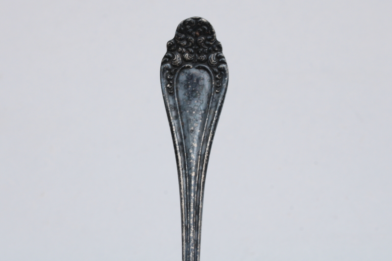 ornate antique Royal Plate silver plated small sauce ladle or jam spoon Oregon pattern vintage 1900