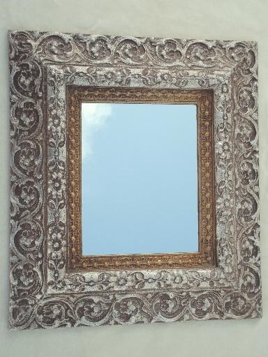 ornate gold \u0026 silver frame mirror, vintage florentine rococo or shabby french style