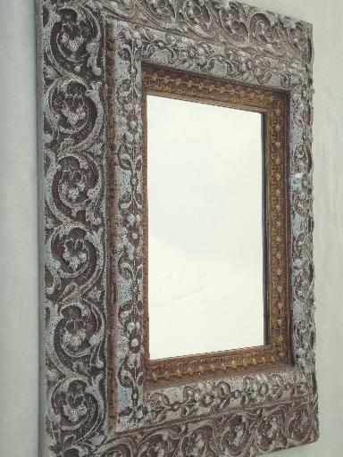 ornate gold \u0026 silver frame mirror, vintage florentine rococo or shabby french style
