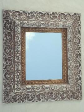 ornate gold & silver frame mirror, vintage florentine rococo or shabby french style