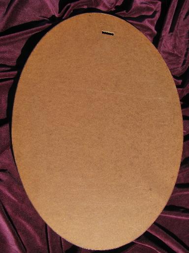 ornate gold plastic oval frame wall mirror, 60s vintage french country