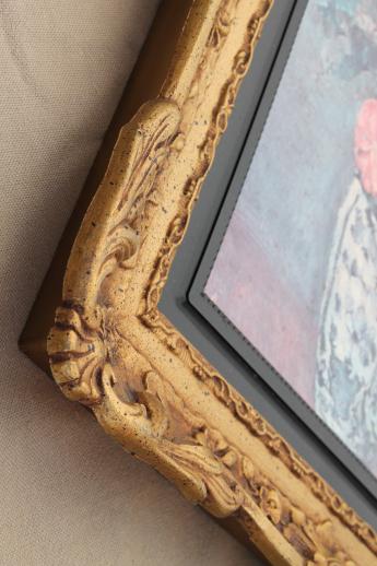ornate gold rococo plastic picture frames w/ faded vintage floral prints