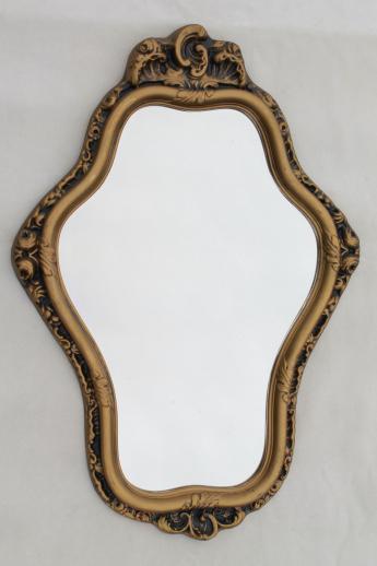 ornate hall or mantel mirror, vintage gold rococo plastic frame w\/ french fairy tale style!